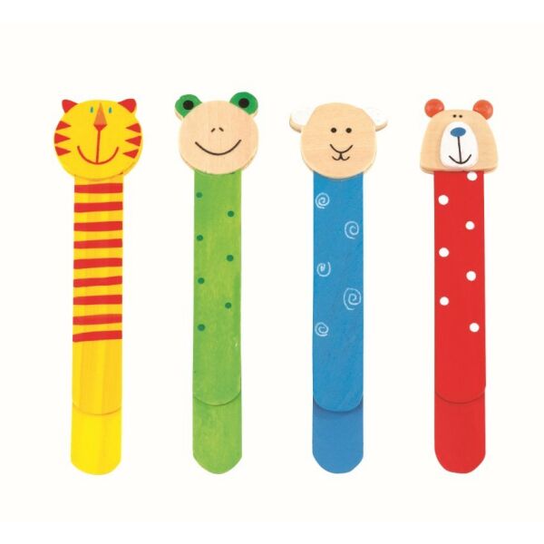 Wooden bookmarks FUNNY ANIMALS 4-times assorted, price per piece