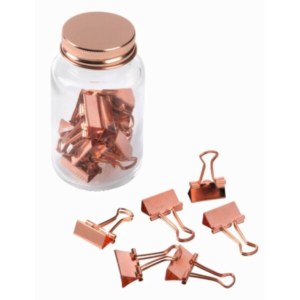 COPPER CLAMP binder clips in a jar